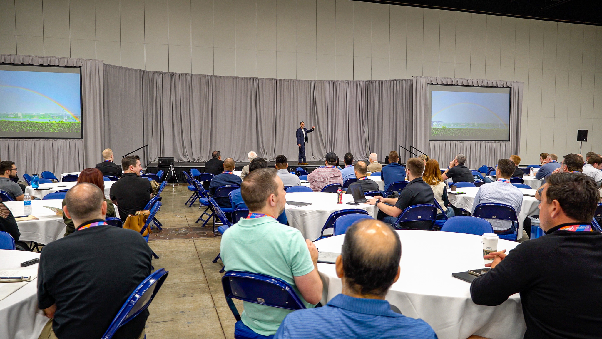 Michael Esposito giving a keynote at Indietech in September 2024