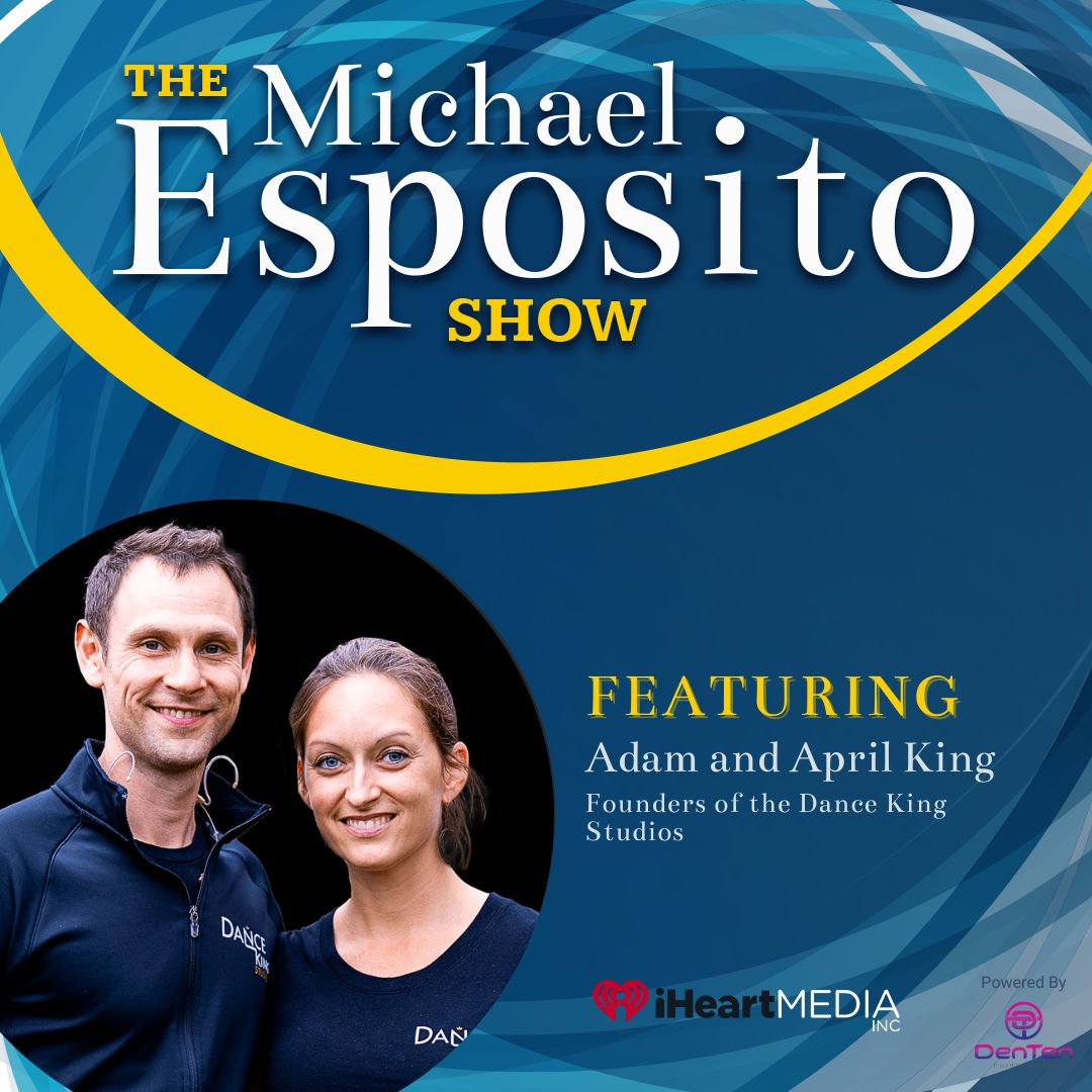 Adam and April King of Dance King Studios podcast guest Michael Esposito Show episode graphic