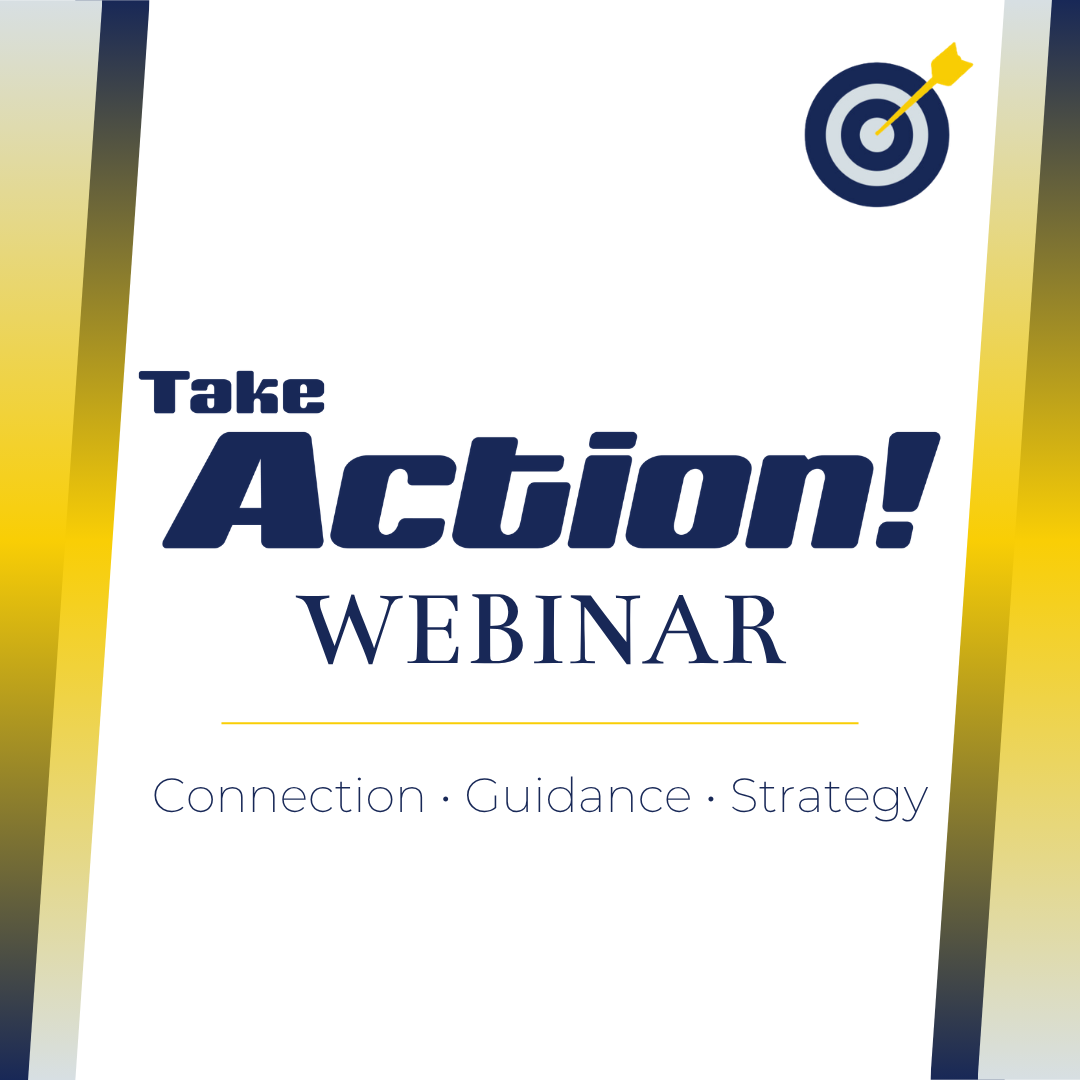 take action webinar event series graphic for leadership communication